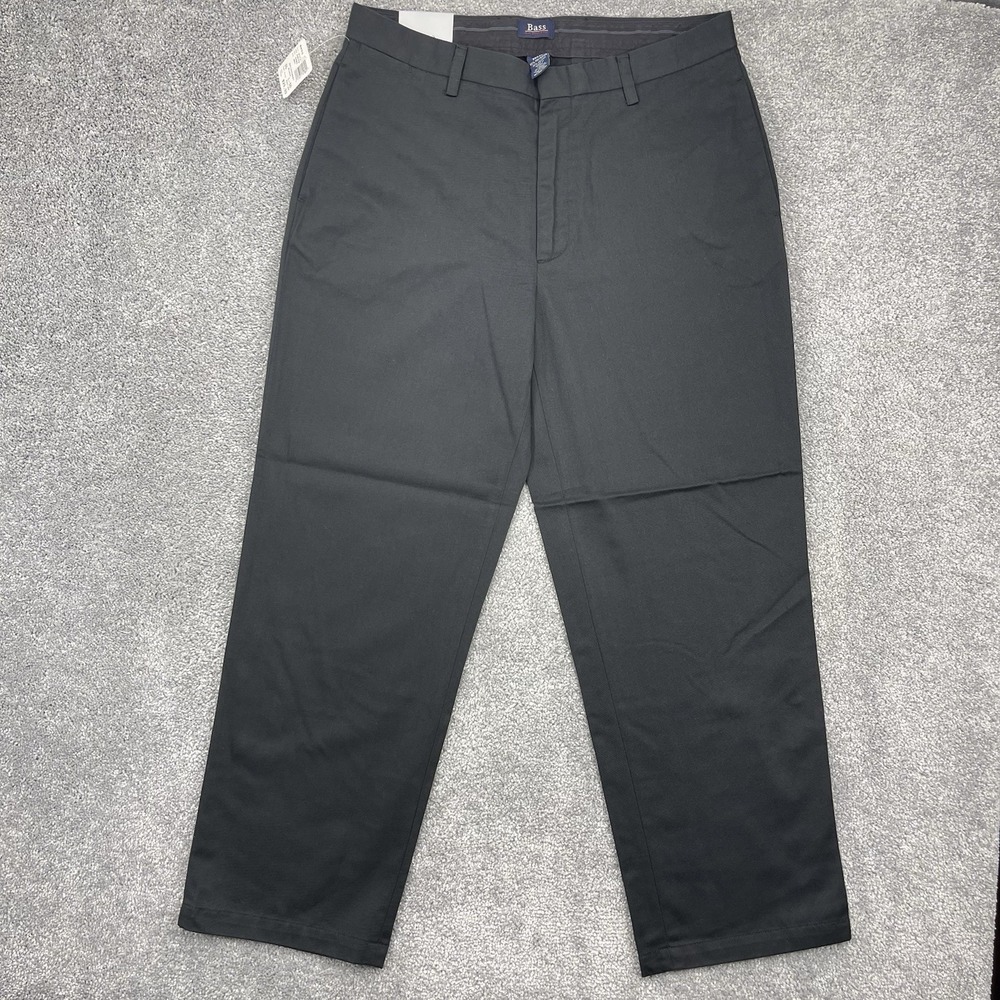GH Bass & Co Pants Mens 35x30 Black Supreme Chino Flat Front Wrinkle Free New